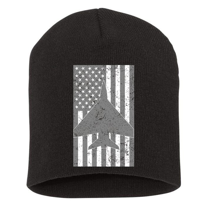 American Flag Airplane Pilot Short Acrylic Beanie