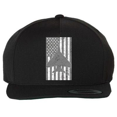 American Flag Airplane Pilot Wool Snapback Cap