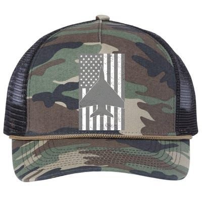 American Flag Airplane Pilot Retro Rope Trucker Hat Cap