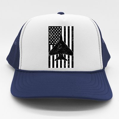 American Flag Airplane Pilot Trucker Hat