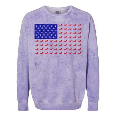 American Flag Dachshund Dog Colorblast Crewneck Sweatshirt