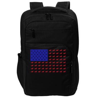 American Flag Dachshund Dog Impact Tech Backpack