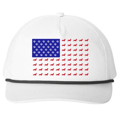 American Flag Dachshund Dog Snapback Five-Panel Rope Hat