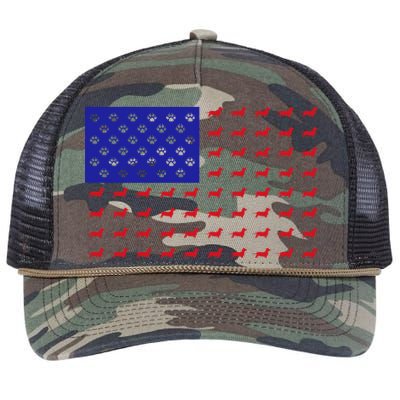 American Flag Dachshund Dog Retro Rope Trucker Hat Cap