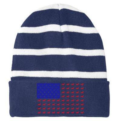 American Flag Dachshund Dog Striped Beanie with Solid Band