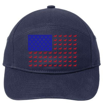 American Flag Dachshund Dog 7-Panel Snapback Hat