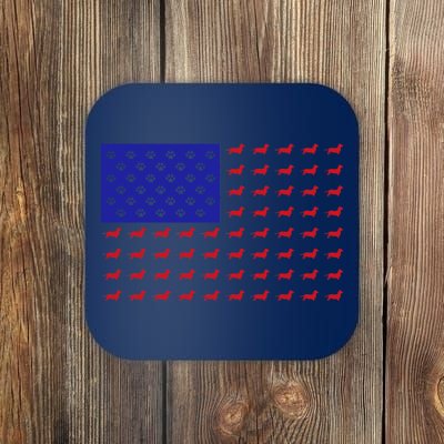 American Flag Dachshund Dog Coaster