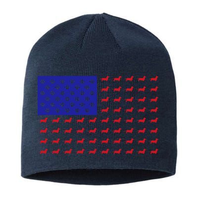 American Flag Dachshund Dog Sustainable Beanie