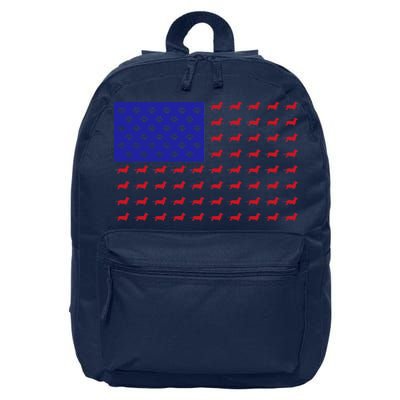 American Flag Dachshund Dog 16 in Basic Backpack