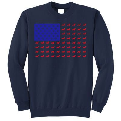 American Flag Dachshund Dog Tall Sweatshirt