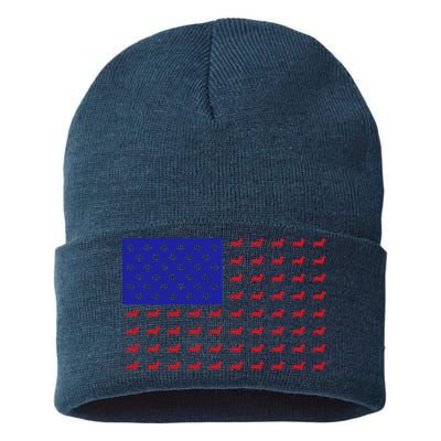 American Flag Dachshund Dog Sustainable Knit Beanie