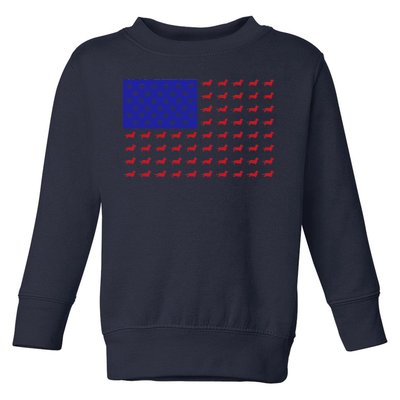 American Flag Dachshund Dog Toddler Sweatshirt