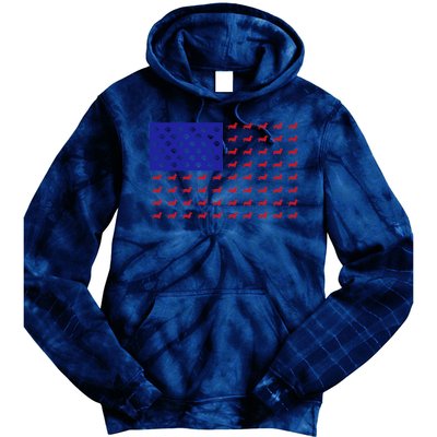 American Flag Dachshund Dog Tie Dye Hoodie