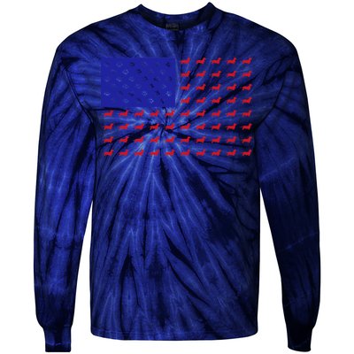 American Flag Dachshund Dog Tie-Dye Long Sleeve Shirt