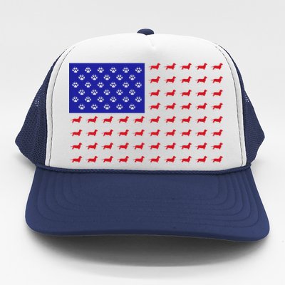 American Flag Dachshund Dog Trucker Hat