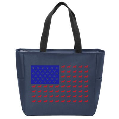 American Flag Dachshund Dog Zip Tote Bag