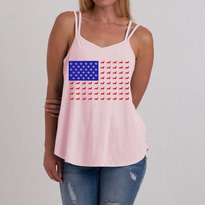 American Flag Dachshund Dog Women's Strappy Tank