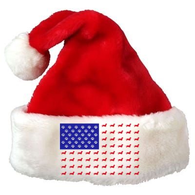 American Flag Dachshund Dog Premium Christmas Santa Hat