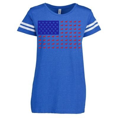 American Flag Dachshund Dog Enza Ladies Jersey Football T-Shirt