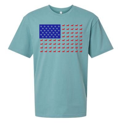 American Flag Dachshund Dog Sueded Cloud Jersey T-Shirt