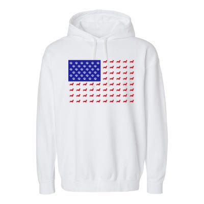 American Flag Dachshund Dog Garment-Dyed Fleece Hoodie