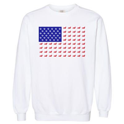 American Flag Dachshund Dog Garment-Dyed Sweatshirt