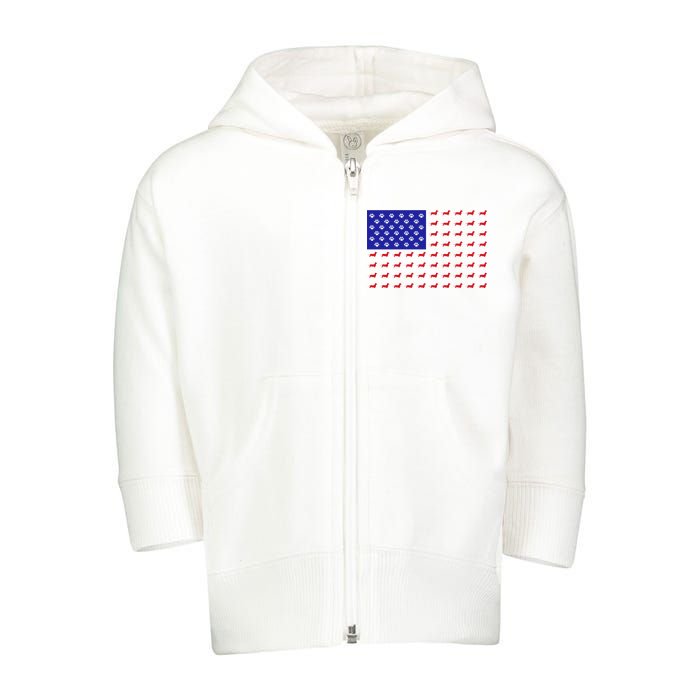 American Flag Dachshund Dog Toddler Zip Fleece Hoodie