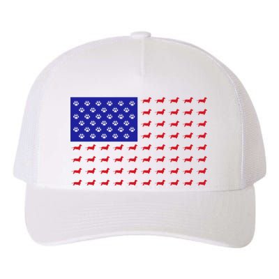 American Flag Dachshund Dog Yupoong Adult 5-Panel Trucker Hat