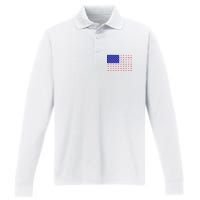 American Flag Dachshund Dog Performance Long Sleeve Polo