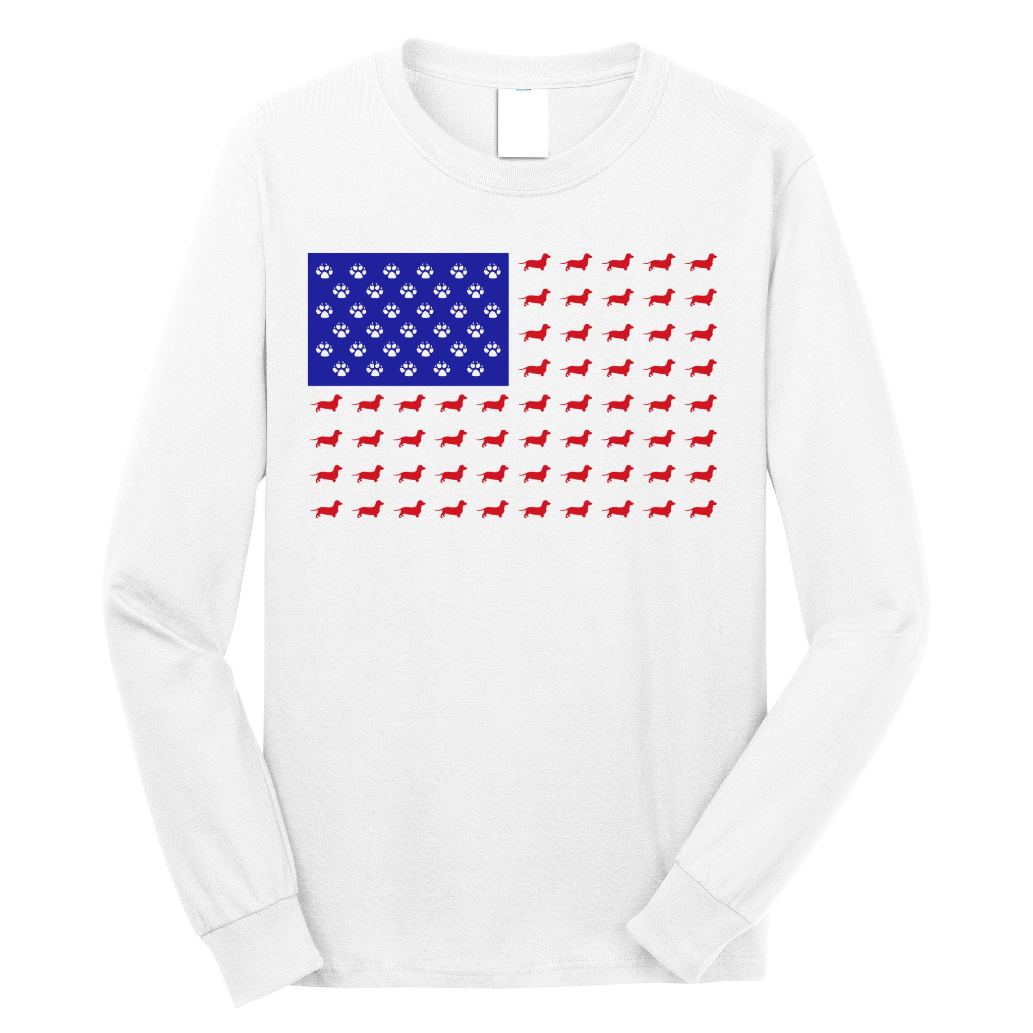 American Flag Dachshund Dog Long Sleeve Shirt