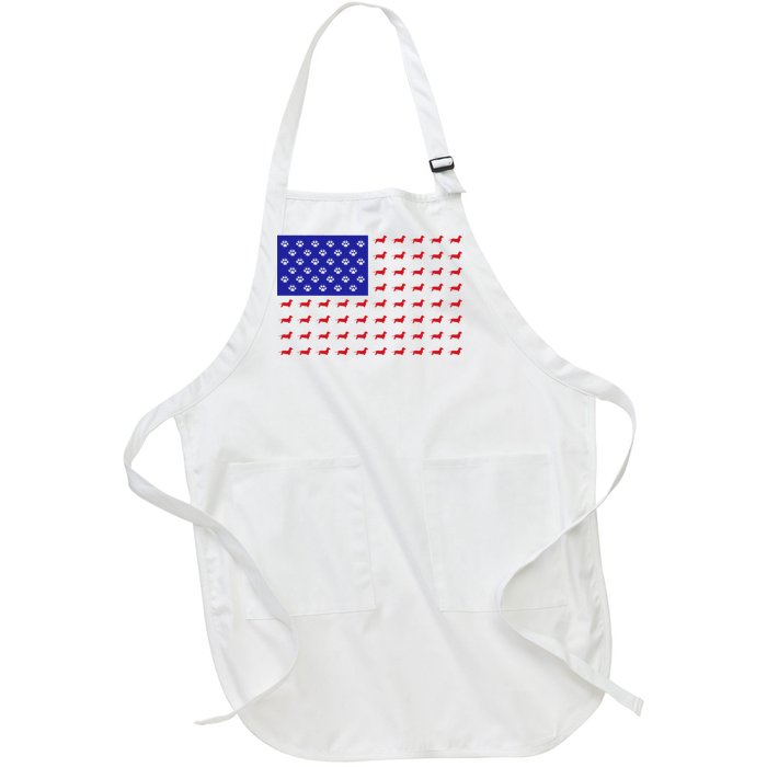 American Flag Dachshund Dog Full-Length Apron With Pockets