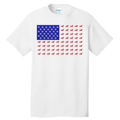 American Flag Dachshund Dog Tall T-Shirt