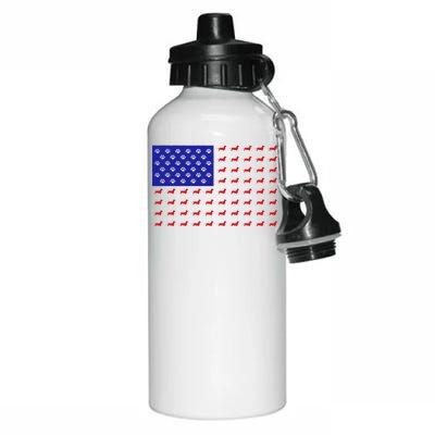 American Flag Dachshund Dog Aluminum Water Bottle