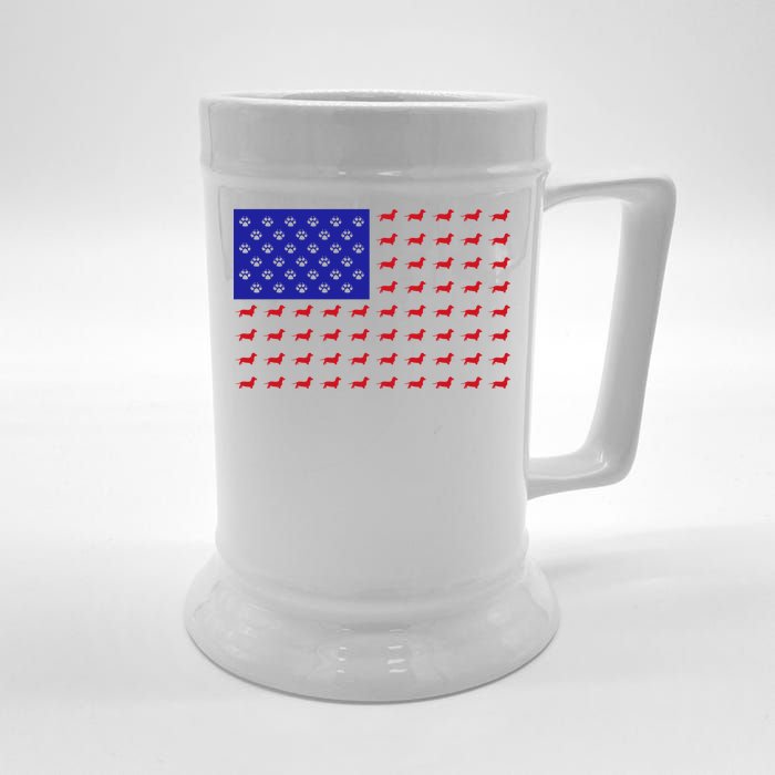 American Flag Dachshund Dog Beer Stein