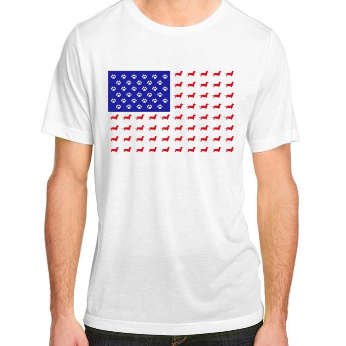 American Flag Dachshund Dog Adult ChromaSoft Performance T-Shirt