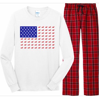 American Flag Dachshund Dog Long Sleeve Pajama Set