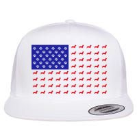 American Flag Dachshund Dog Flat Bill Trucker Hat