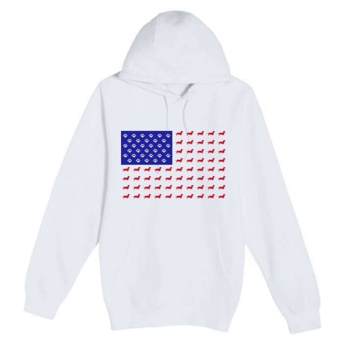 American Flag Dachshund Dog Premium Pullover Hoodie