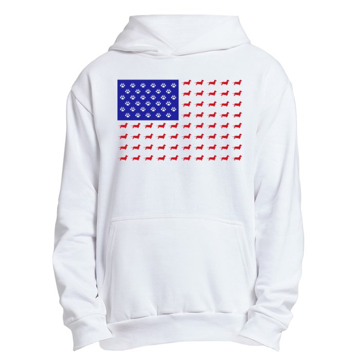 American Flag Dachshund Dog Urban Pullover Hoodie