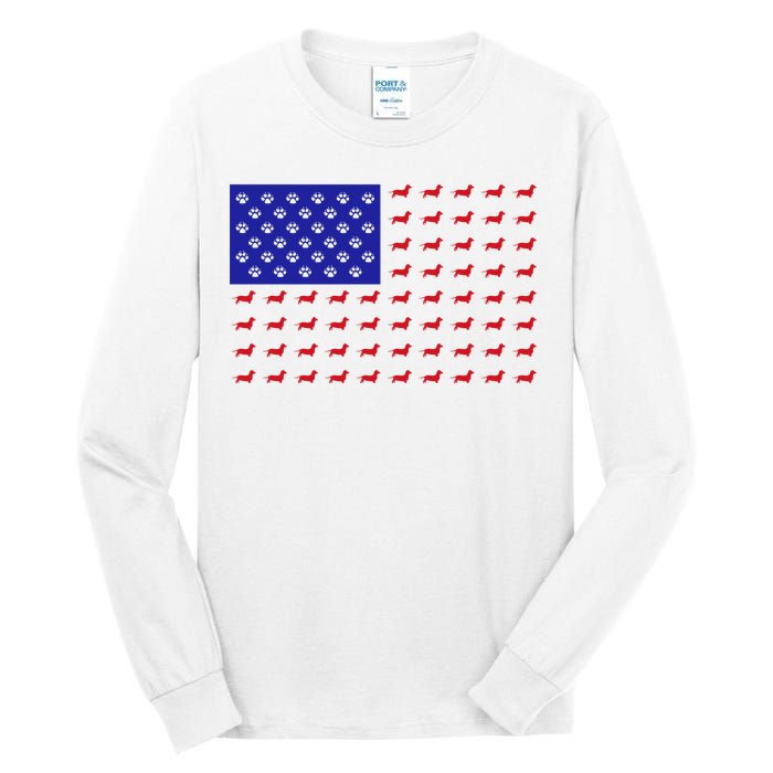 American Flag Dachshund Dog Tall Long Sleeve T-Shirt