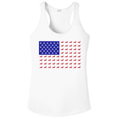 American Flag Dachshund Dog Ladies PosiCharge Competitor Racerback Tank