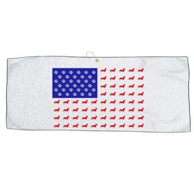 American Flag Dachshund Dog Large Microfiber Waffle Golf Towel