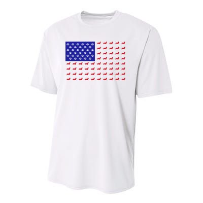 American Flag Dachshund Dog Youth Performance Sprint T-Shirt