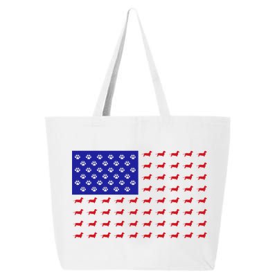 American Flag Dachshund Dog 25L Jumbo Tote