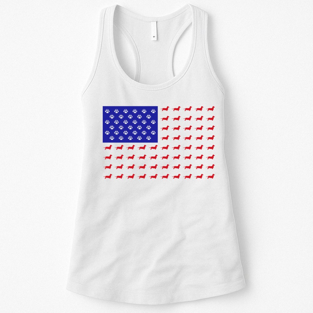 American Flag Dachshund Dog Womens Tank Top