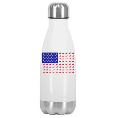 American Flag Dachshund Dog Stainless Steel Insulated Water Bottle