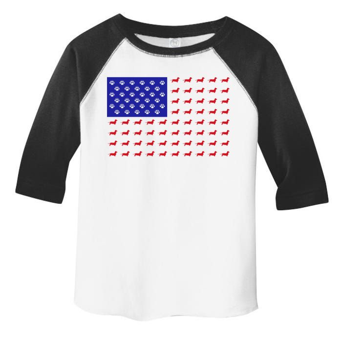 American Flag Dachshund Dog Toddler Fine Jersey T-Shirt