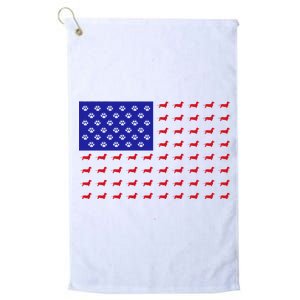 American Flag Dachshund Dog Platinum Collection Golf Towel