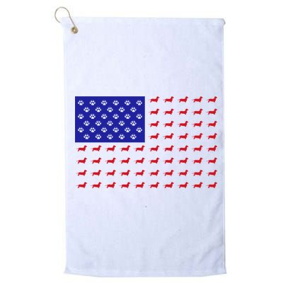 American Flag Dachshund Dog Platinum Collection Golf Towel