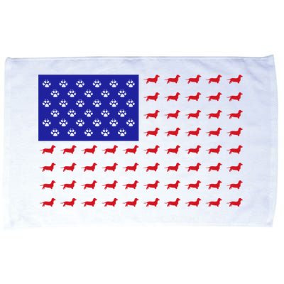 American Flag Dachshund Dog Microfiber Hand Towel